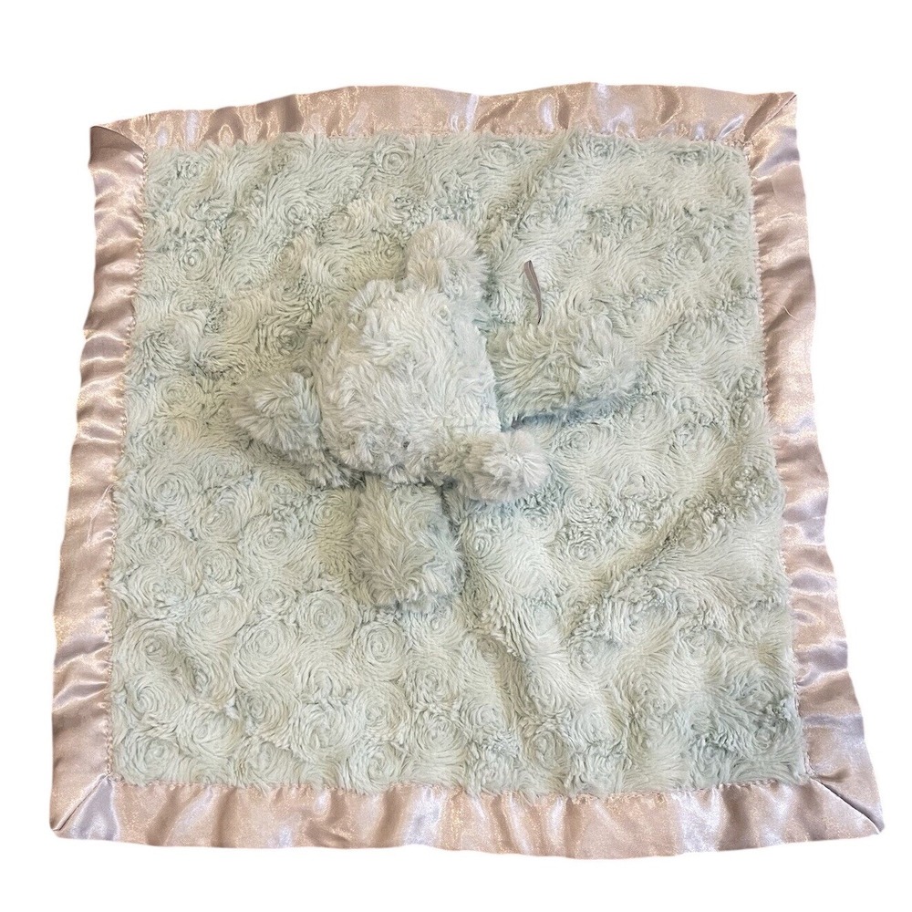 Cloud Island Target Elephant Lovey‎ Teal Aqua Swirls Satin Trim Security Blanket